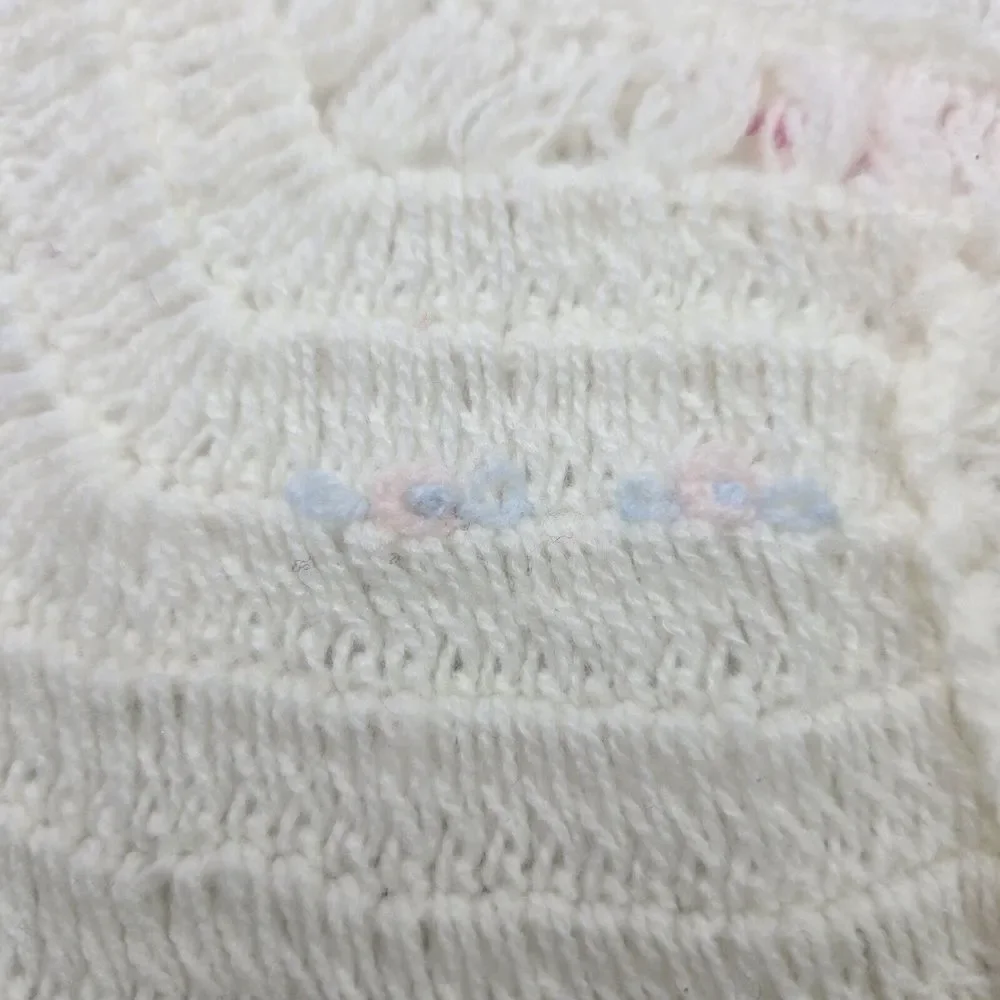 Vintage Clo Knit White Cardigan Baby Sweater Unisex Soft Knitted